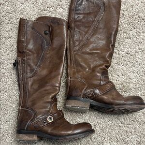 Pakros Stylish Brown Over the Knee Leather Boots sz 37